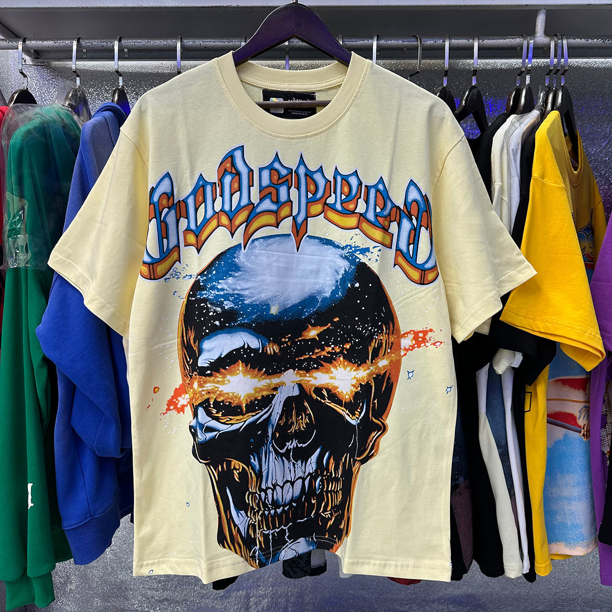 Godspeed T-shirts Star Shock Skull Print Cotton Casual Short Sleeve Men and Women