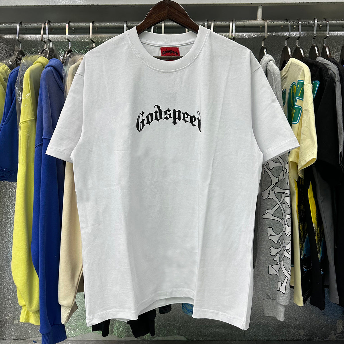 Godspeed T-shirts Skull Rose Clock Plate Double Yarn Cotton Casual Short Sleeve Men and Women